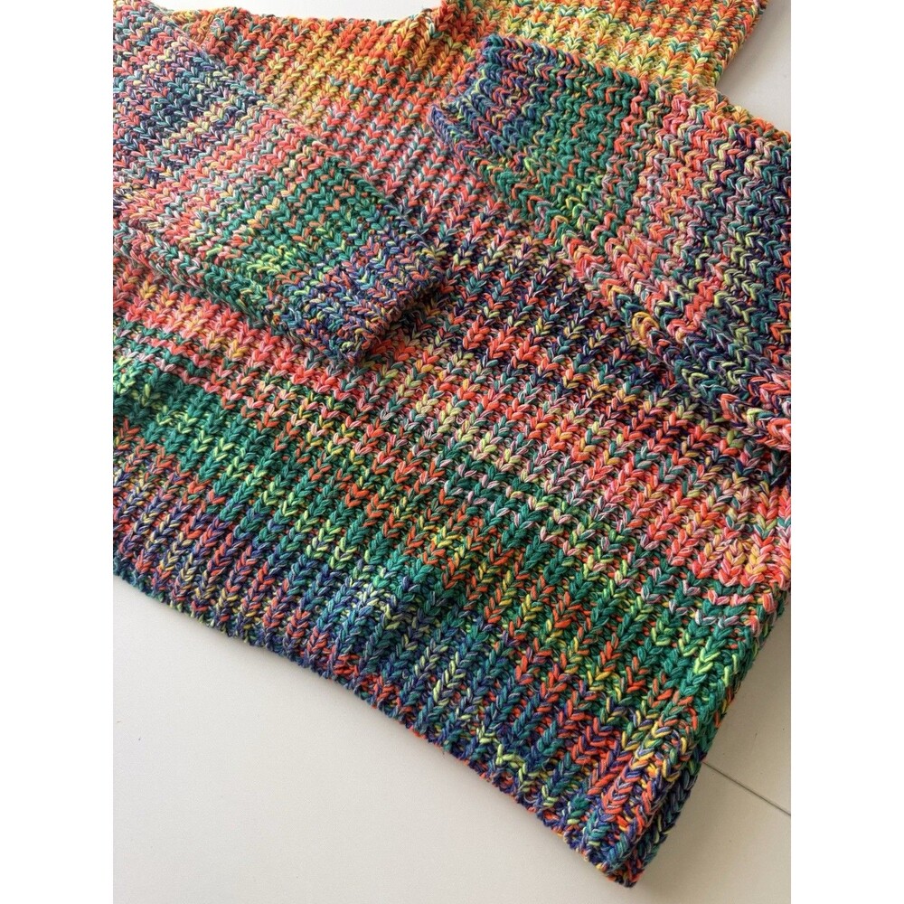 Free People Jumper Small Bright Roll Neck Odyssey Chunky Knit Cotton Mix Grunge - Picture 4 of 14